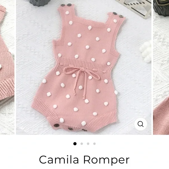 NWT Ashmi & Co Pink Knit Camila Romper, Pink & White 3-6 months - Picture 5 of 5